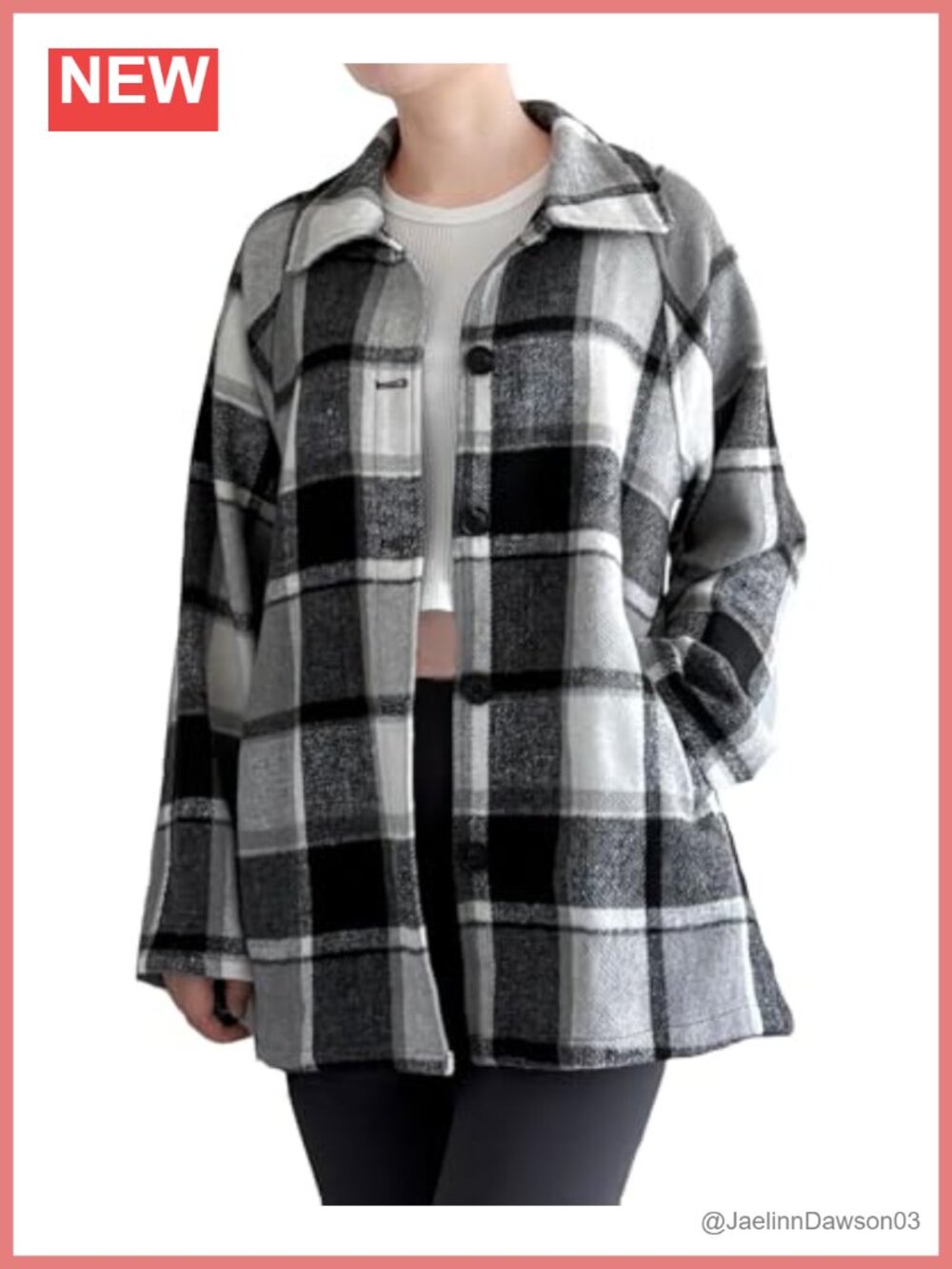 Womens Flannel Plaid Shacket Button Down Jacket with Pockets Long Sleeve